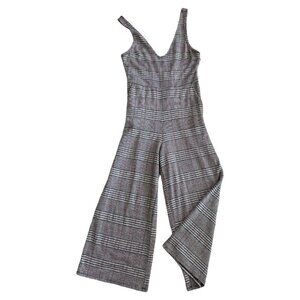 Forever 21 Relaxed Black Plaid Wide Leg Jumpsuit with Pockets Womens Size: Small